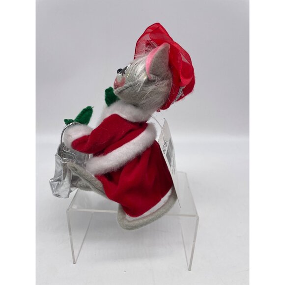 Annalee Christmas Mouse Figurine With Red Outfit & Silver Accessories - Picture 6 of 6